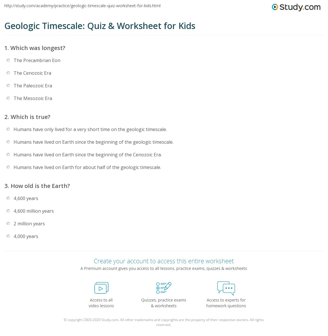 Geologic Time Scale Worksheet | PDF | Geologic Time Scale | Global Natural  Environment, image size:1140x1169