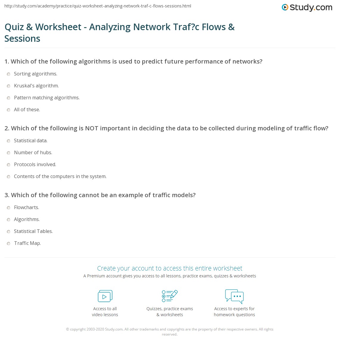Quiz & Worksheet - Analyzing Network Traf?c Flows & Sessions | Study.com