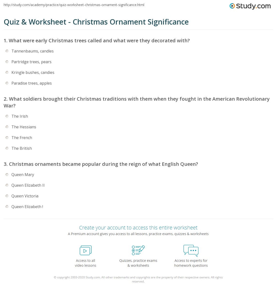 Quiz & Worksheet Christmas Ornament Significance