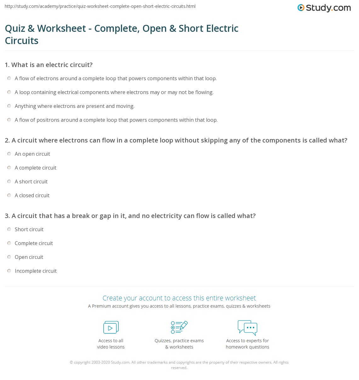 Open And Closed Circuits Worksheet Wiring Work