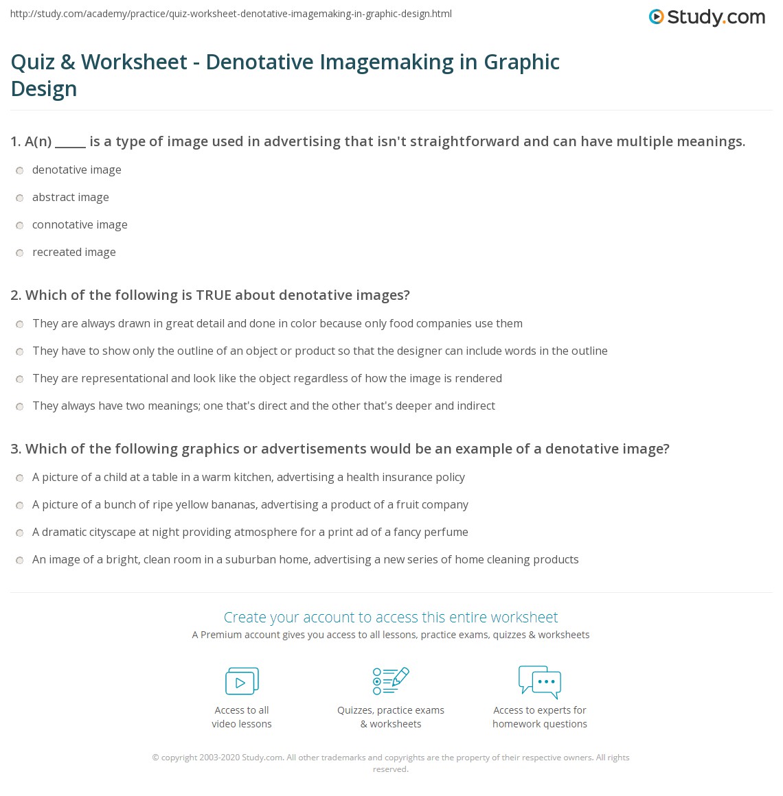 Quiz & Worksheet - Denotative Imagemaking in Graphic Design | Study.com