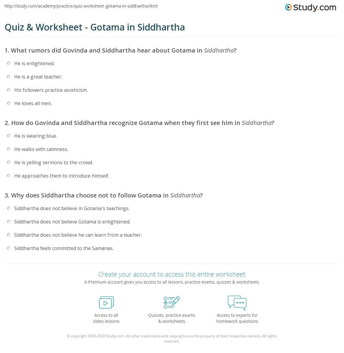 Quiz & Worksheet - Gotama in Siddhartha | Study.com