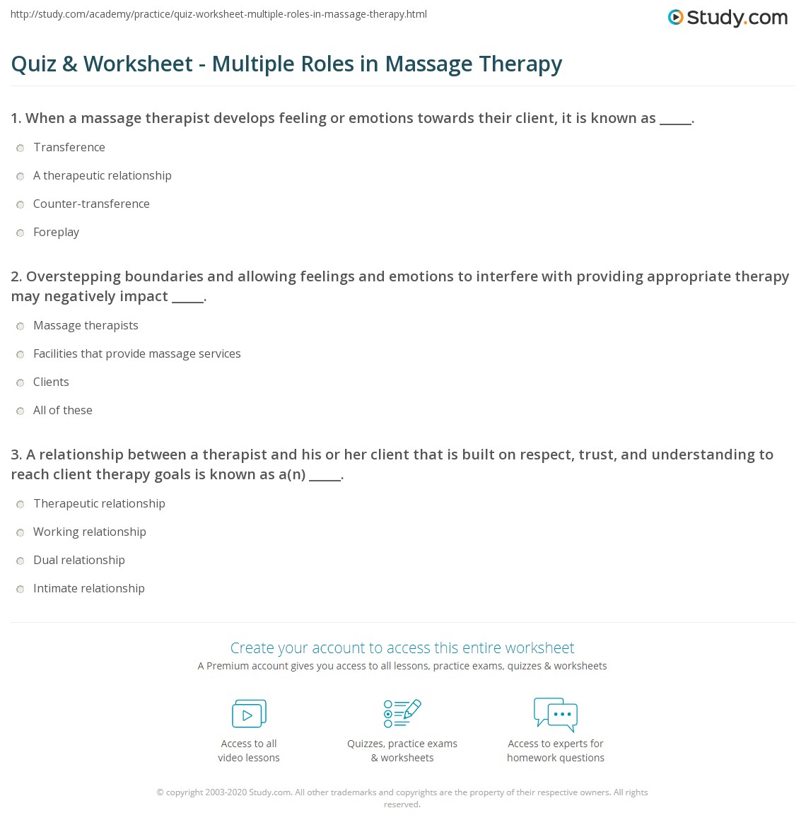 quiz worksheet multiple roles in massage therapy study com