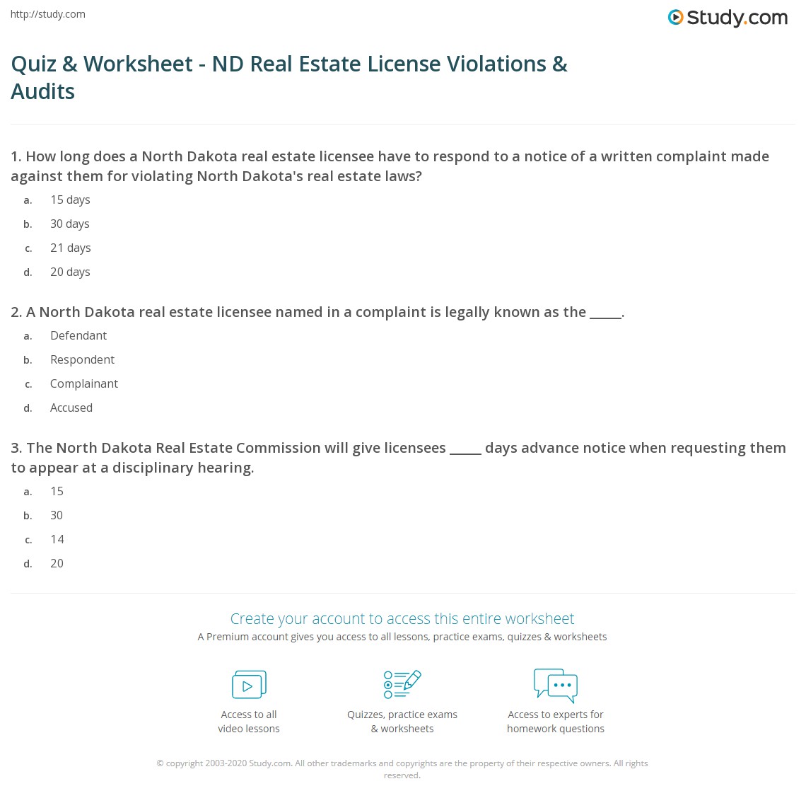 Quiz & Worksheet ND Real Estate License Violations & Audits