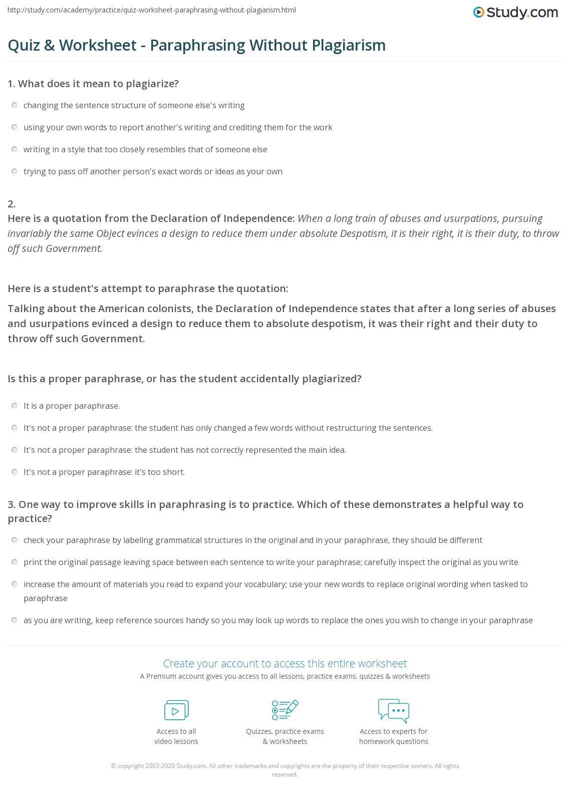  Plagiarism Worksheet Plagiarism Worksheet For College And University