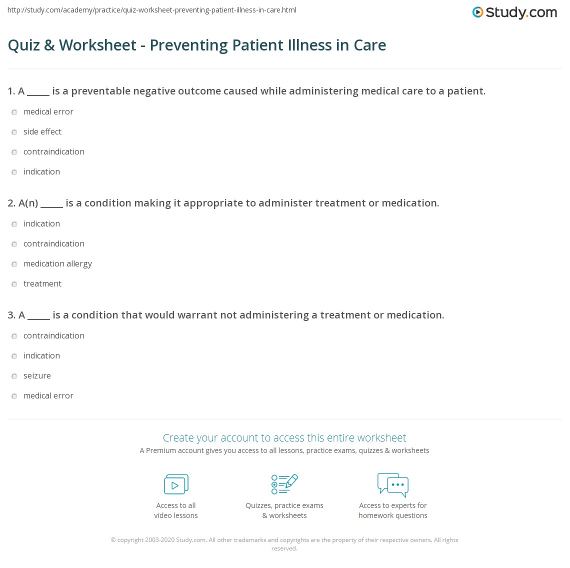 Quiz &amp; Worksheet - Preventing Patient Illness in Care | Study.com