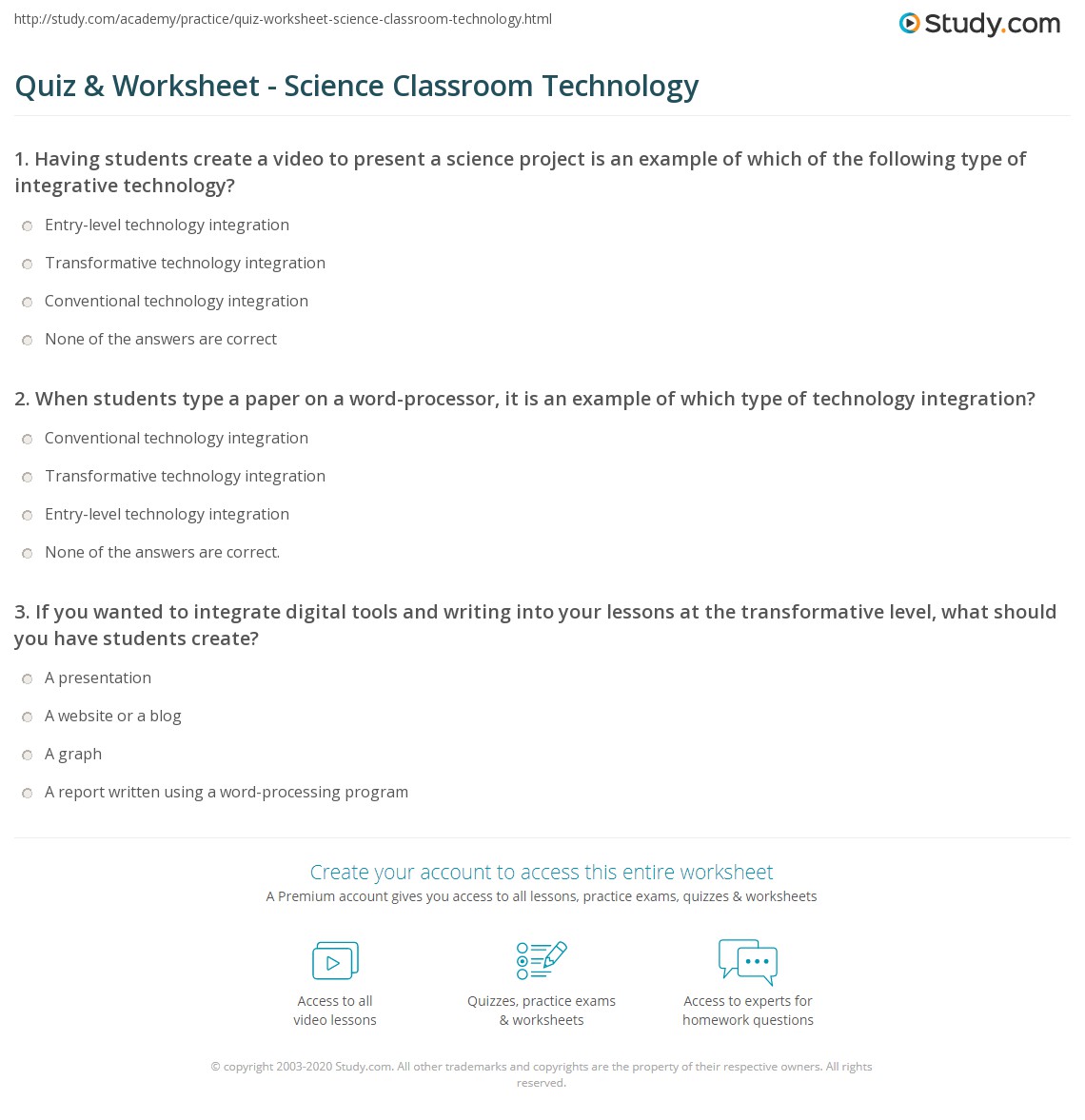 Science Technology Homework Quiz & Worksheet - Science Classroom Technology | Study.com