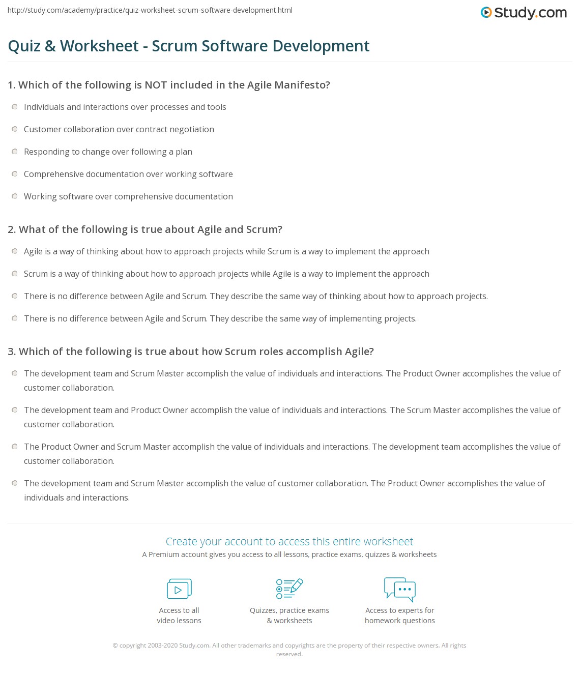 Quiz & Worksheet - Scrum Software Development | Study.com