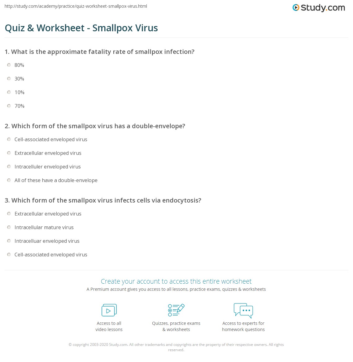 Quiz & Worksheet - Smallpox Virus | Study.com
