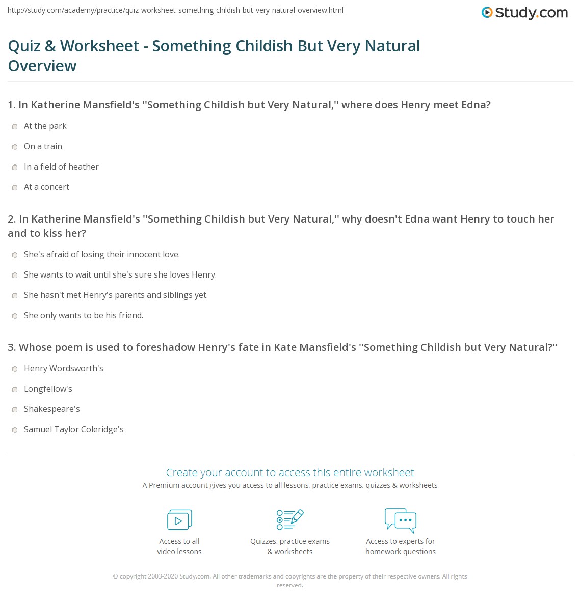 Quiz & Worksheet Something Childish But Very Natural Overview