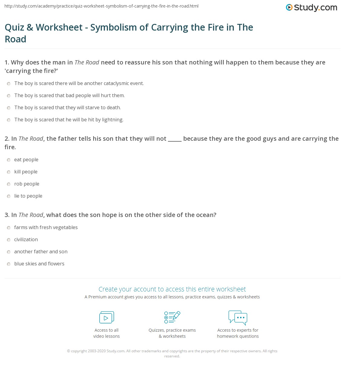 Quiz & Worksheet Symbolism of Carrying the Fire in The