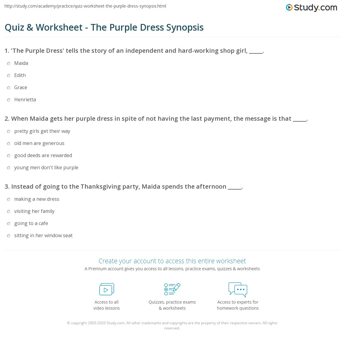 the purple dress o henry summary Quiz & Worksheet - The Purple Dress Synopsis