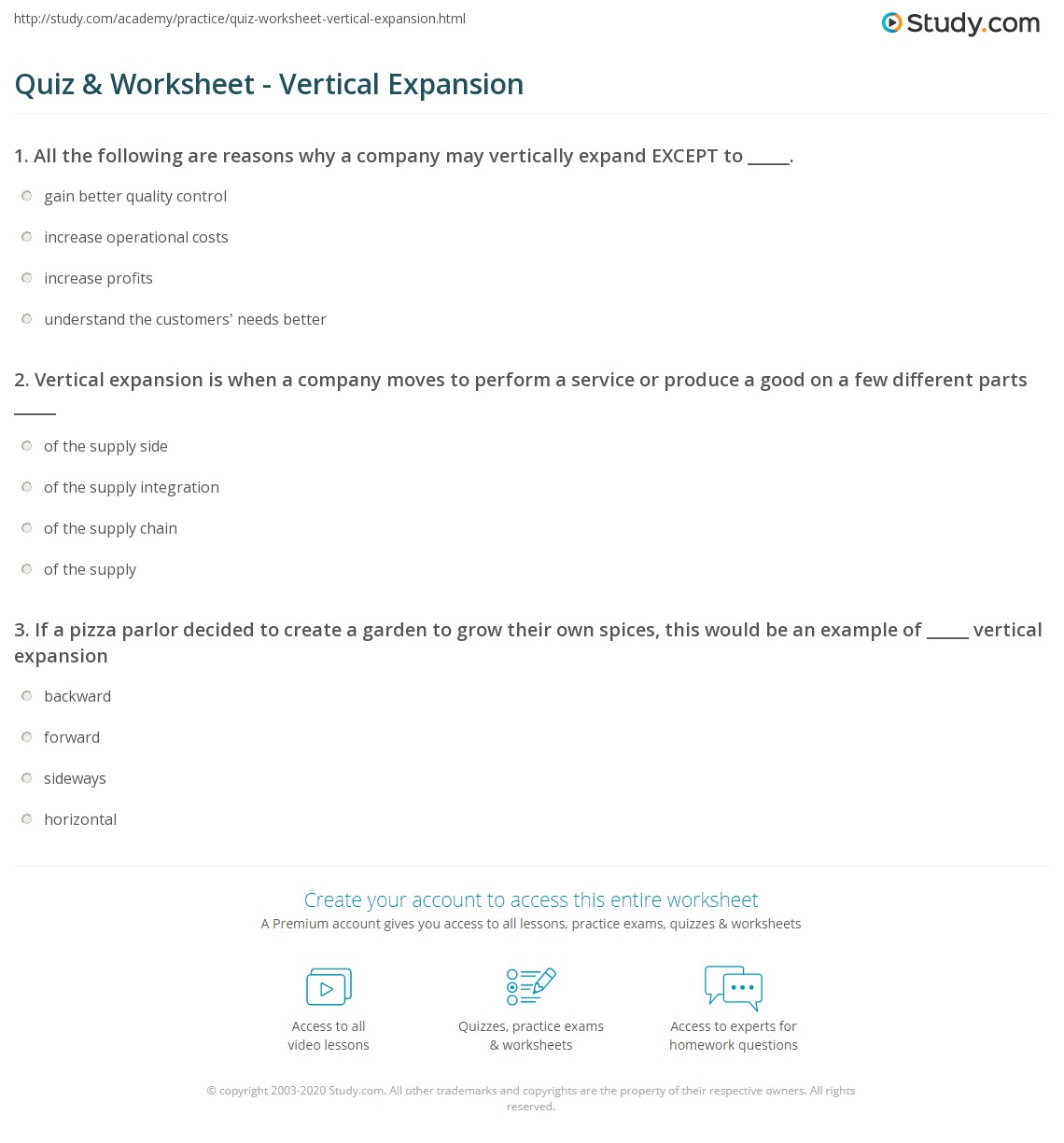 Quiz & Worksheet Vertical Expansion