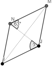 Finding Angle Measures Involving Diagonals of a Rhombus Practice ...