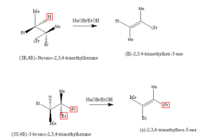 1 Following Are Two Diastereomers Of 3 Bromo 3 4 Dimethylhexane On Treatment With Sodium Ethoxide In Ethanol Each Gives 3 4 Dimethyl 3 Hexeneas The Major Product One Diastereomer Gives The E Alken Study Com
