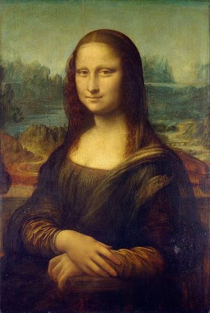 Mona Lisa by Leonardo da Vinci, the famous portrait of a woman with a calm, confident expression.