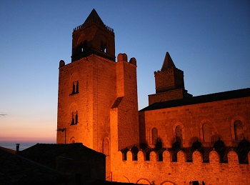 The sober exterior of the Cefalu Cathedral