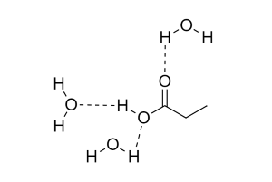 Draw The Structure Of Propanoic Acid Propionic Acid With The Appropriate Hydrogen Bonded Water Molecules That Is Put In The Maximum Number Of Water Molecules That Could H Bond With Propionic
