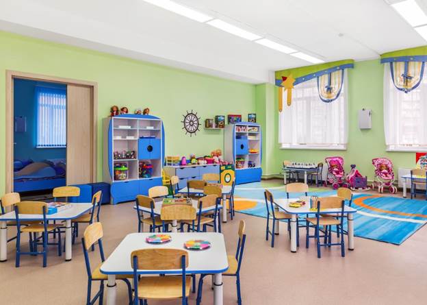 Elementary classroom empty