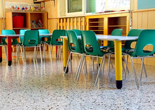 elementary school class at child level
