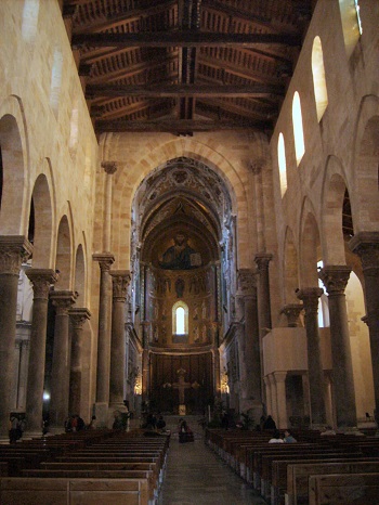 The interior of the Cefalu Cathedral