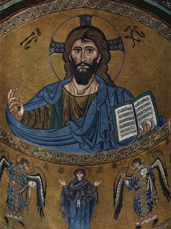 The mosaic of the Christ Pantokrator inside the Cefalu Cathedral