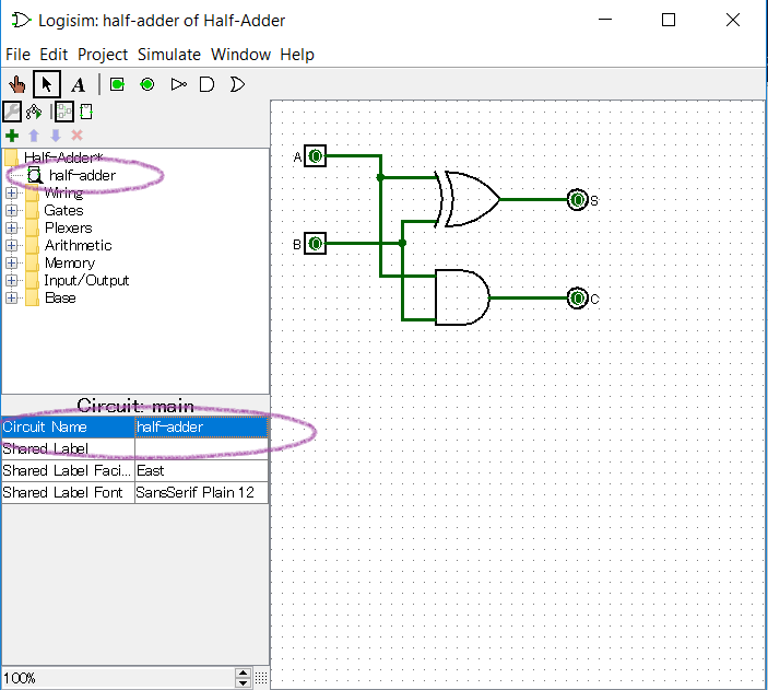 Full Adder Circuit Logisim