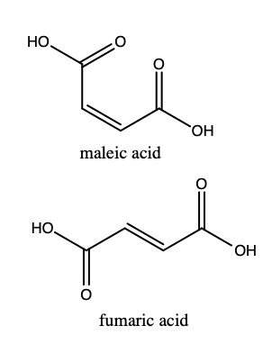 Correlate The Relative Melting Points And Solubilities Of Maleic And Fumaric Acid In Water To Their Respective Molecular Structures State Effects Of Chemical Structure Correctly Correlated To Differences In Both Solubilithy And