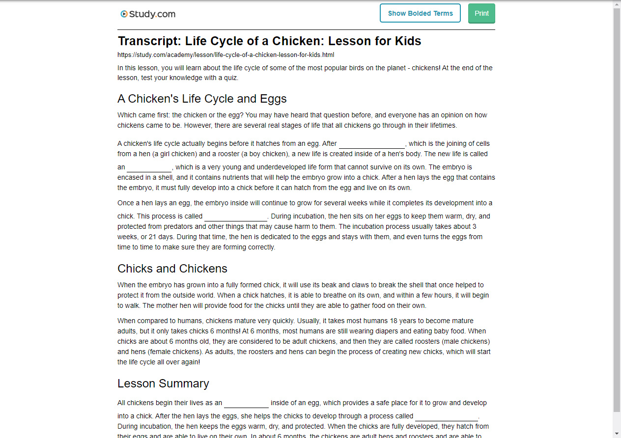 How do I print a lesson transcript and worksheets? : Study.com