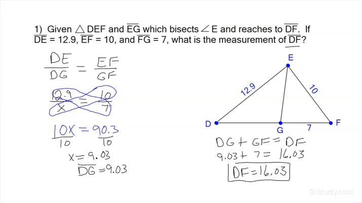 Using The Angle Bisector Theorem Geometry Study